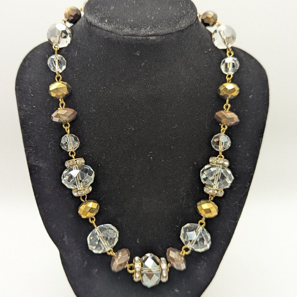 Vintage Liz Claiborne Beaded Necklace in brown and amber tones
